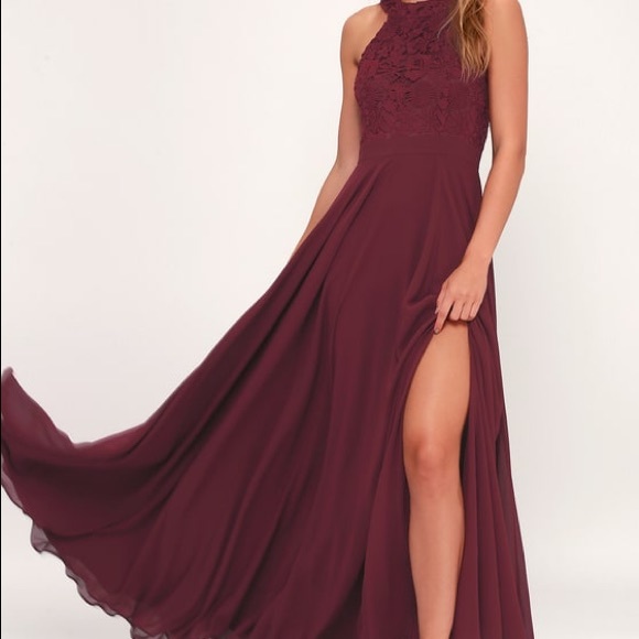 Lulus Dresses & Skirts - Lulu’s Burgundy Lace Maxi Dress